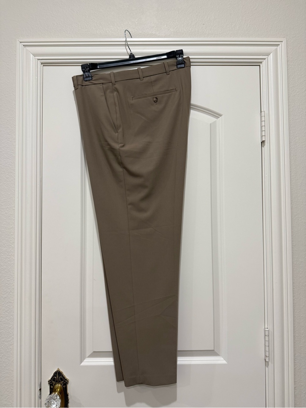 Mens Izod Flat Front Dress Straight Pants 40x30 Dark Khaki
